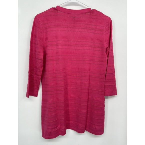 Karen Scott Women's Pointelle-Knit Cardigan Size Medium Petite Pink - Picture 5 of 6